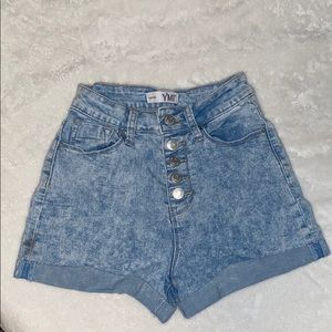 White Washed Demin High Waisted Shorts
